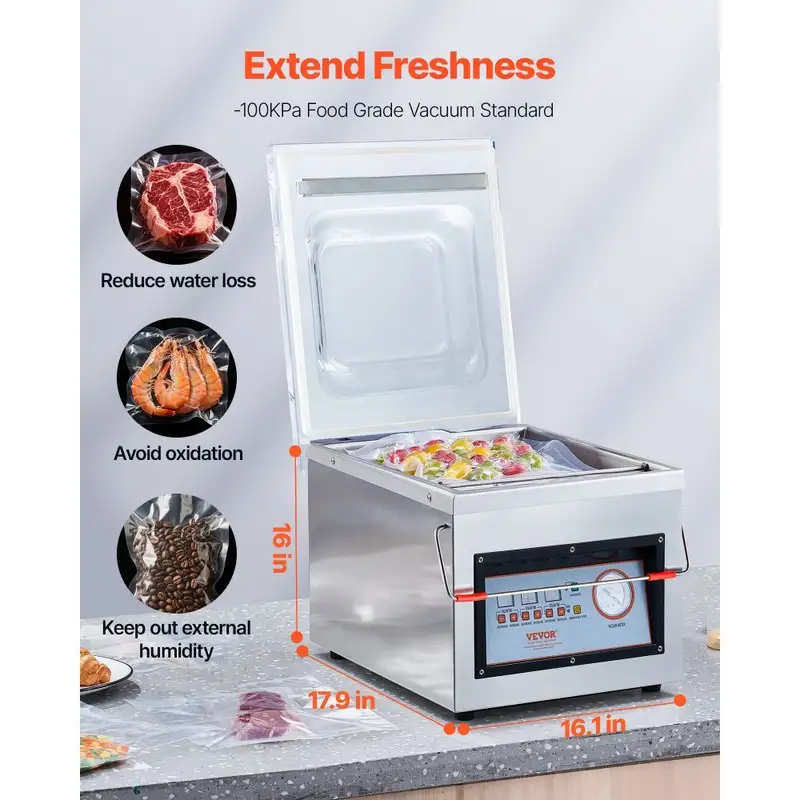 VEVOR DZ-260C Chamber Vacuum Sealer 320mm (320W, Stainless Steel) 2