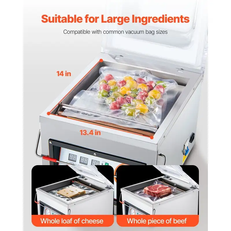 VEVOR DZ-260C Chamber Vacuum Sealer 320mm (320W, Stainless Steel) 4