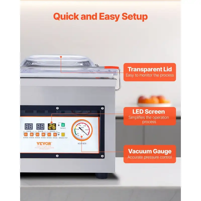 VEVOR DZ-260C Chamber Vacuum Sealer 320mm (320W, Stainless Steel) 6